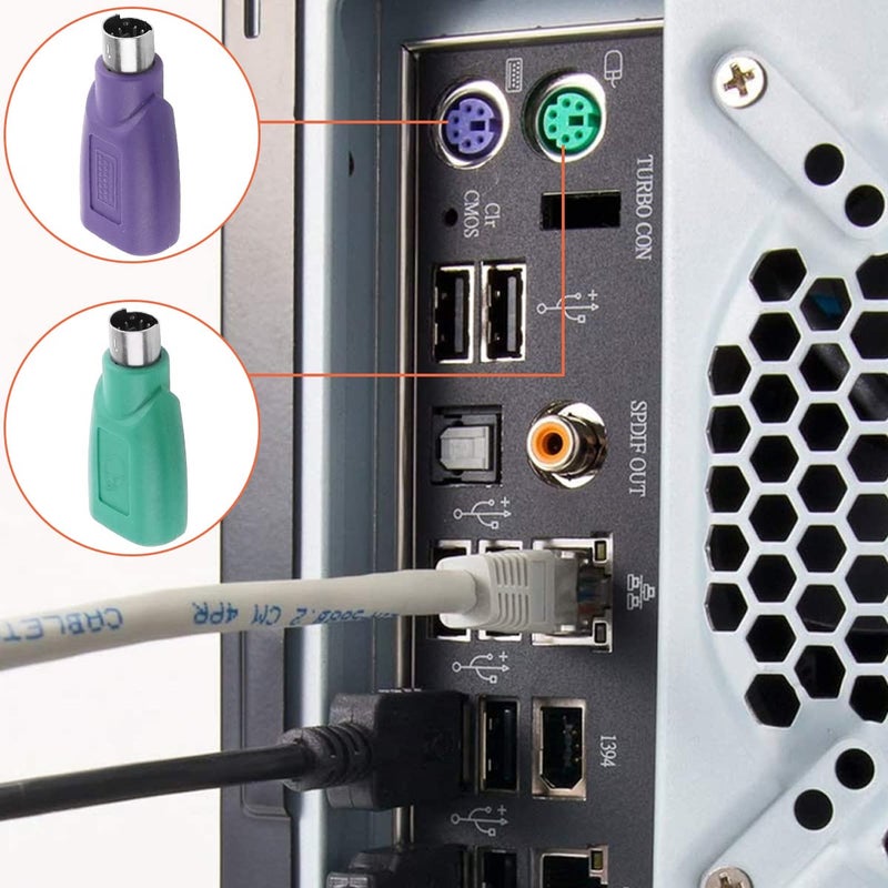 DKARDU PS/2 to USB A Adapter Male to Female Keyboard Adapter PS-2 Jack to USB A Plug for Mouse and Keyboard, Replacement PS/2 Keyboards Adapters, 4 PCS - Image 4